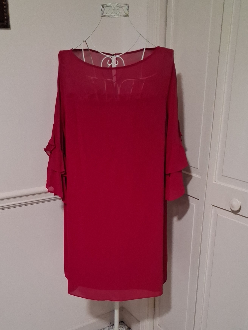 Vince Camuto Hot Pink Ruffle Sleeve Shift Dress